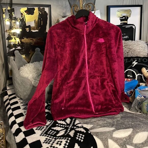 The North face osito oso furry teddy jacket purple magenta pink red large (L) - Picture 4 of 13